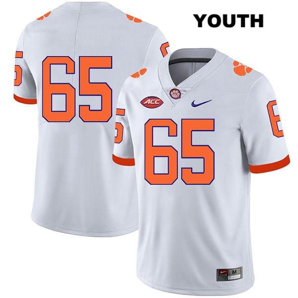 Youth Clemson Tigers #65 Matt Bockhorst Stitched White Legend Authentic Nike No Name NCAA College Football Jersey ANF6346UL